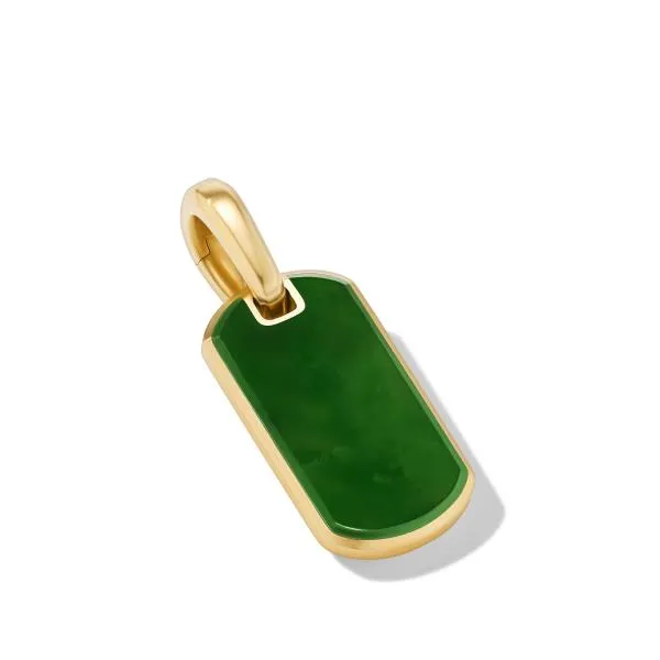 Chevron Tag in 18K Yellow Gold with Nephrite Jade, 21mm