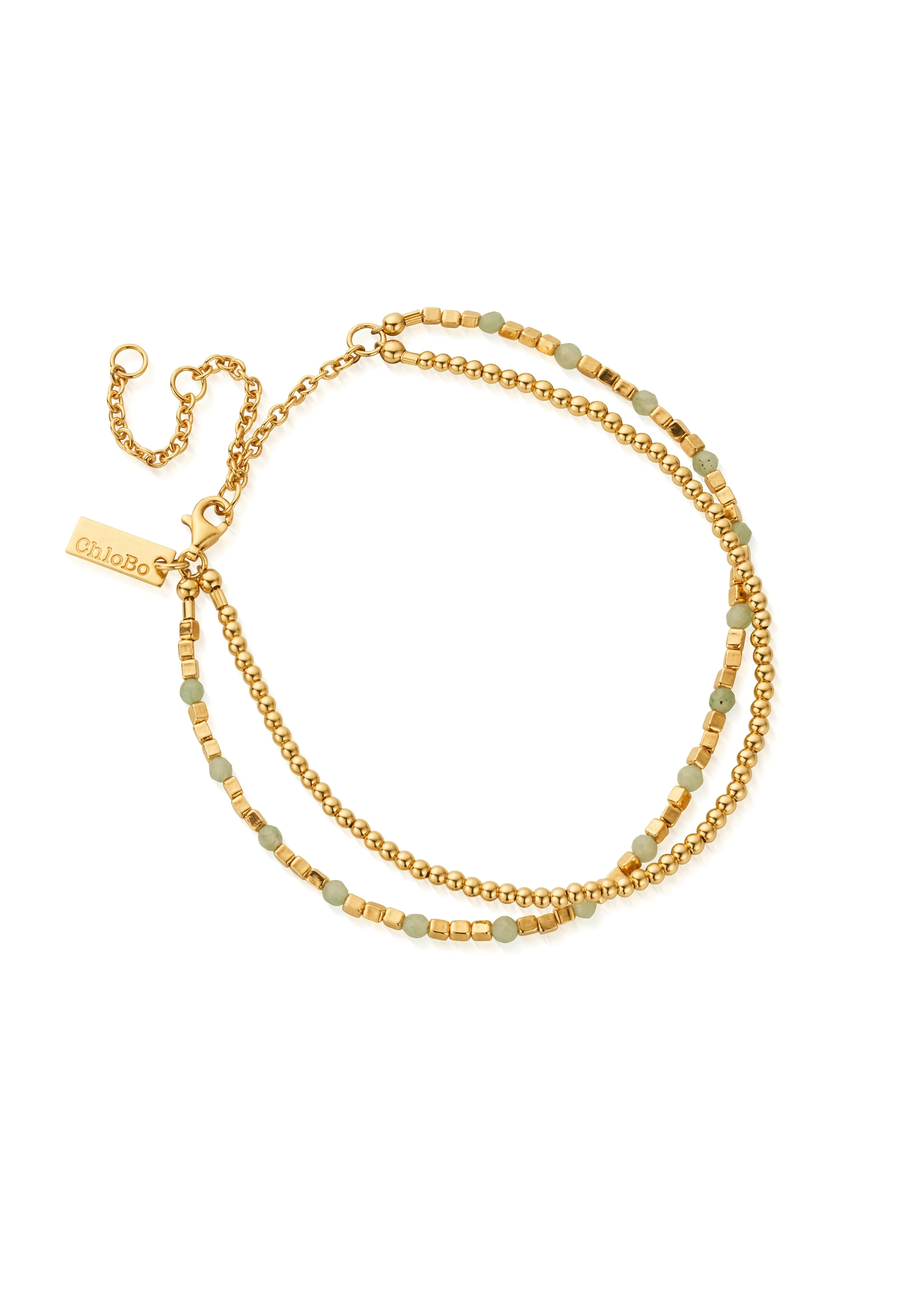 ChloBo Mini Cute & Aventurine Anklet in Gold