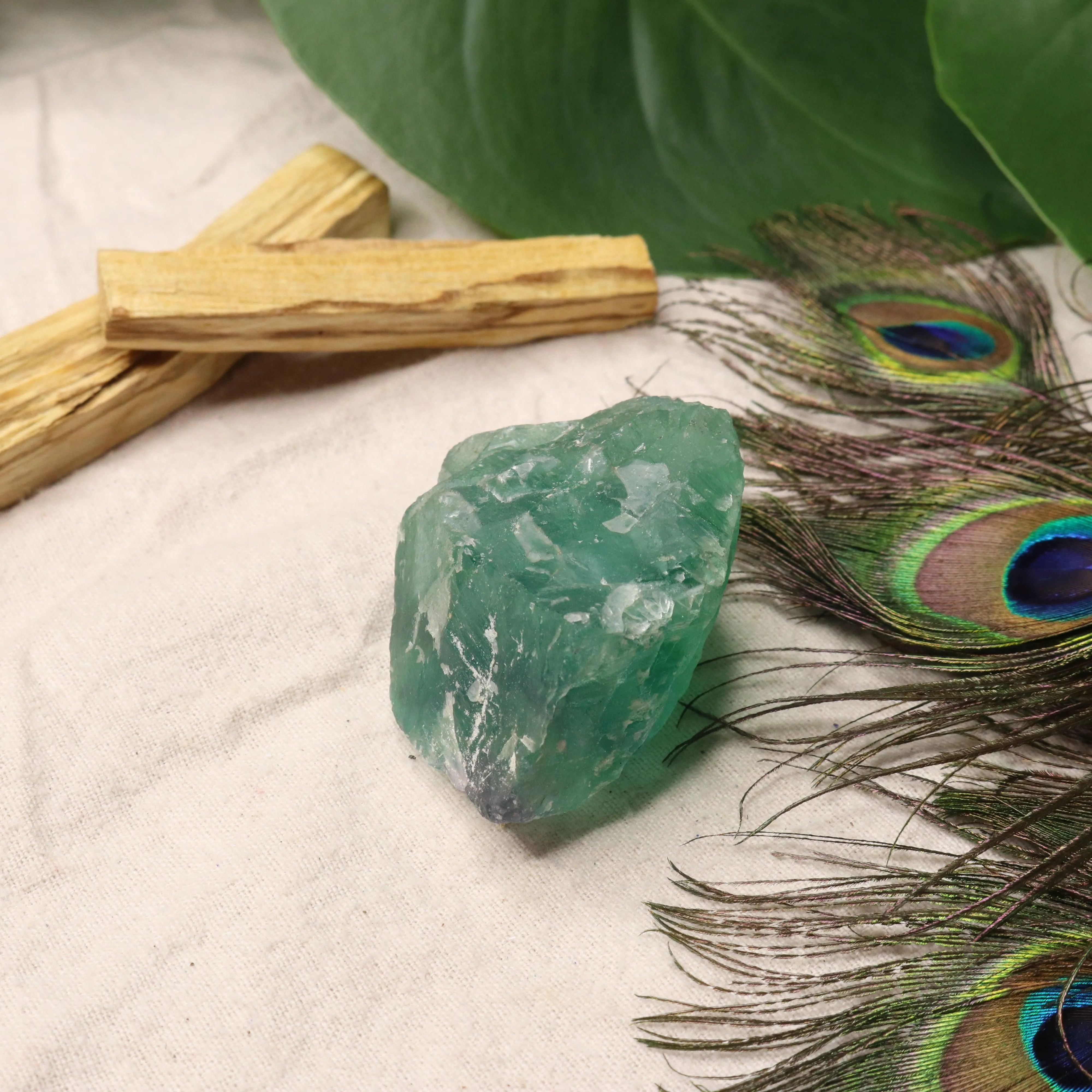 Chunky Top Grade Rough Rainbow Green Fluorite Specimen from Mexico