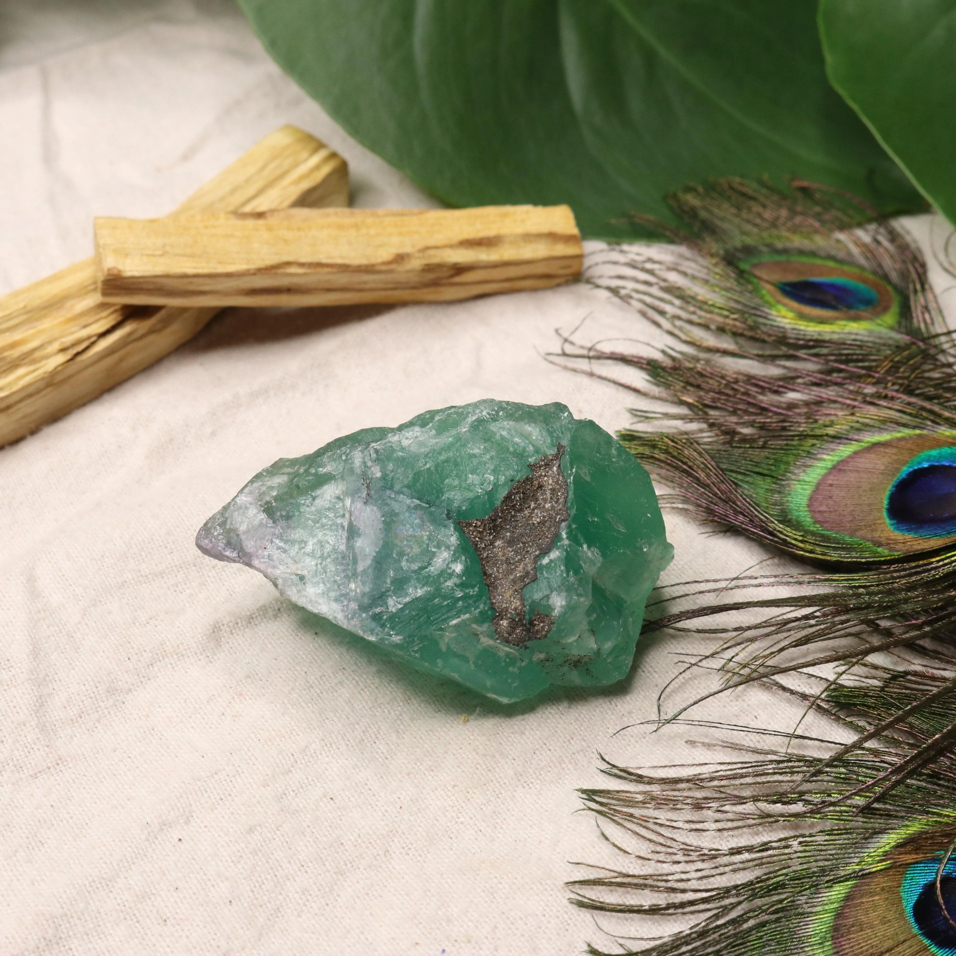 Chunky Top Grade Rough Rainbow Green Fluorite Specimen from Mexico