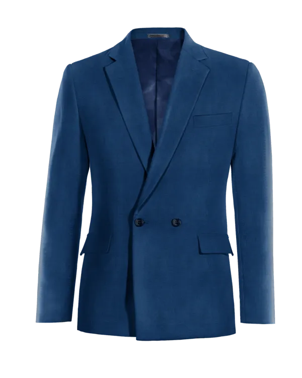 Cobalt blue 2 buttons double breasted slim fit Jacket