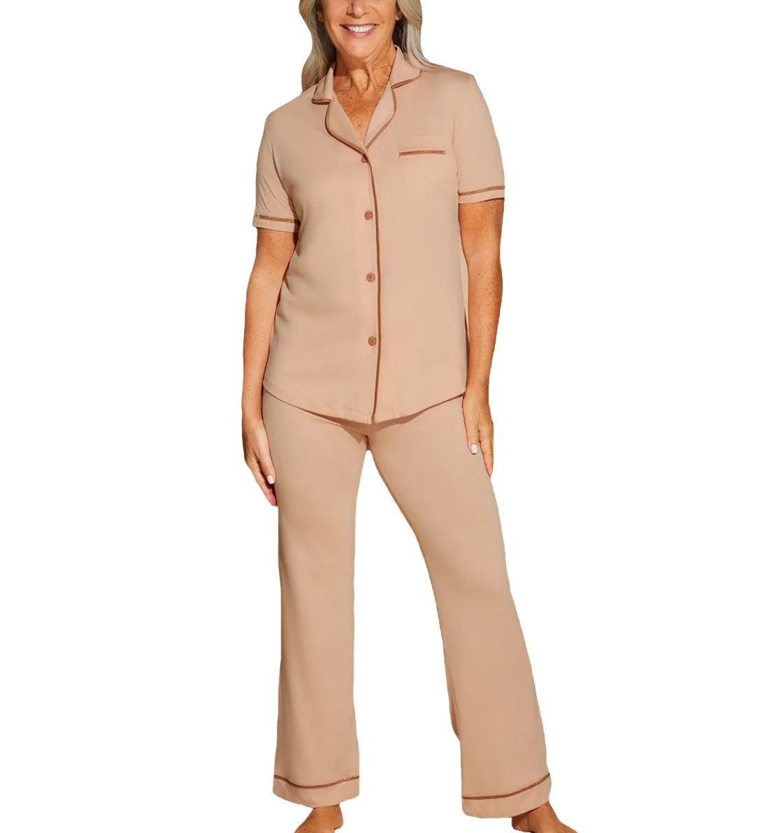 Cosabella Amore Bella Short Sleeve Top & Pant PJ Set (AMORE9645) - Copper/Copper