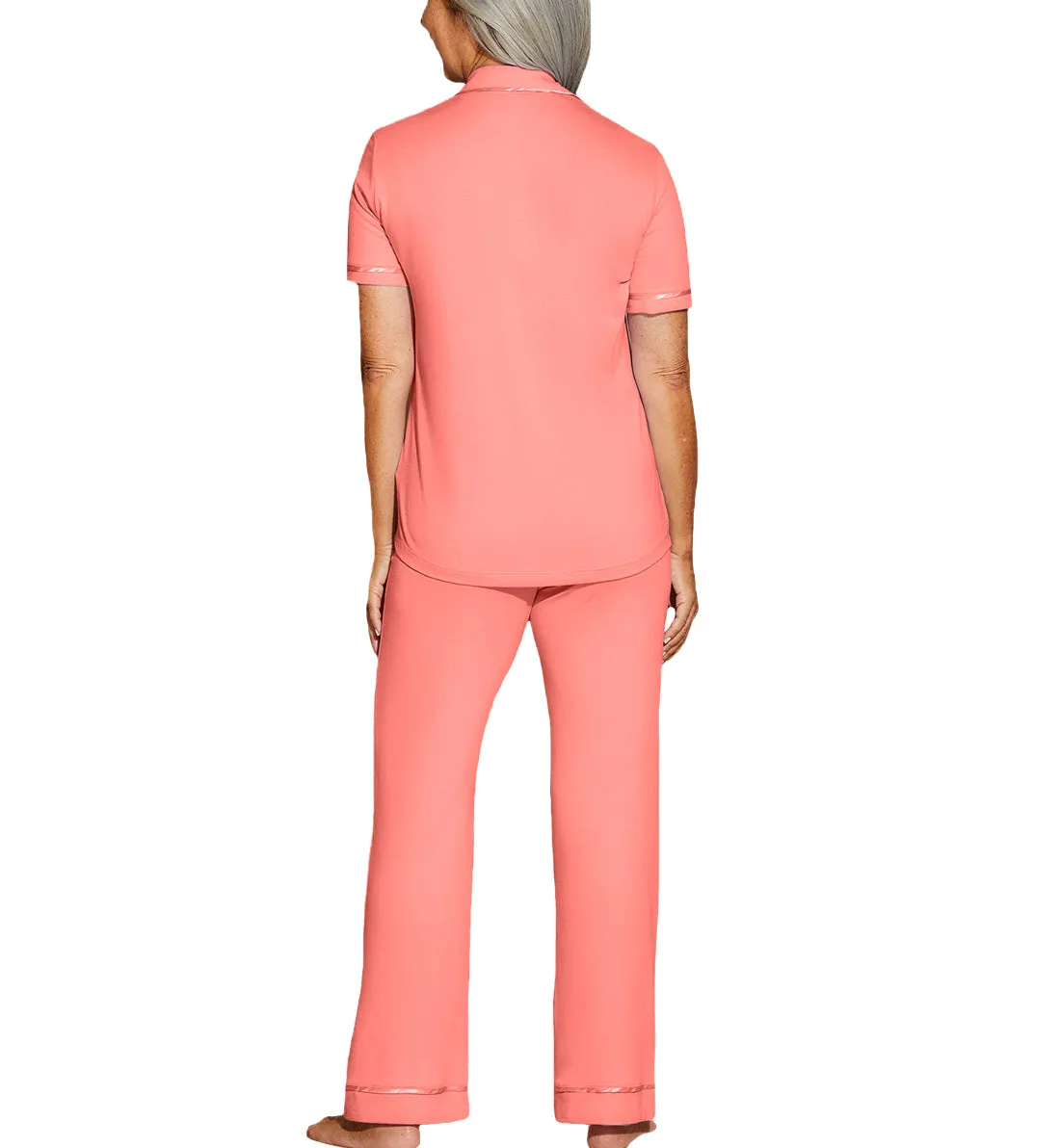 Cosabella Amore Bella Short Sleeve Top & Pant PJ Set (AMORE9645) - Coral Breeze