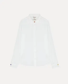 COTTON SILK VOILE REGULAR SHIRT AMOURRINA BUTTONS / WHITE