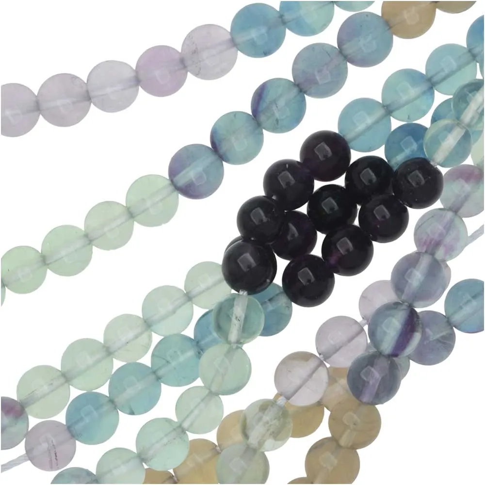 Dakota Stones Gemstone Beads, Fluorite, Round 6mm (8 Inch Strand)