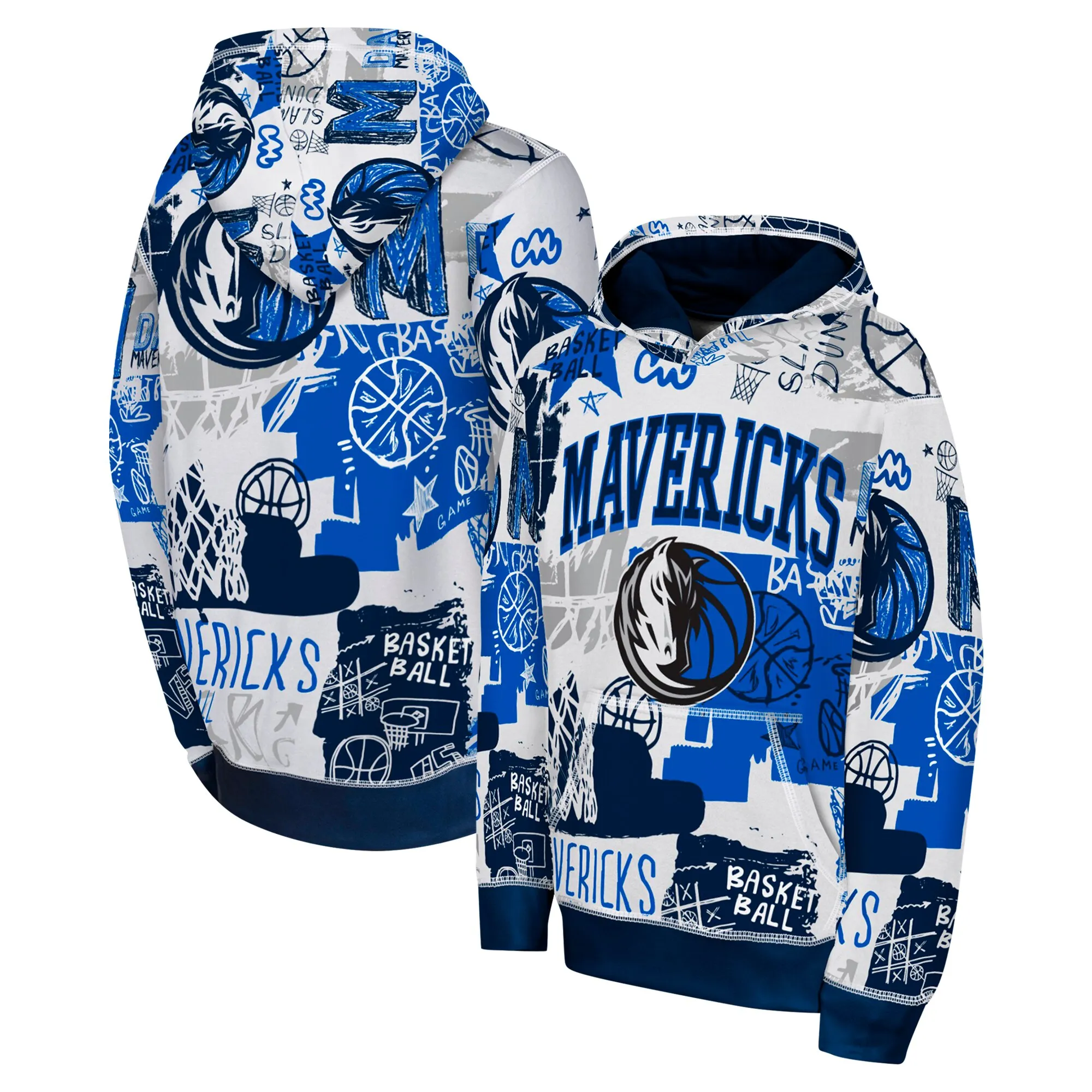  Dallas Mavericks Youth Blue Wild Style Pullover Hoodie