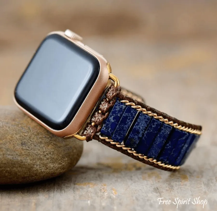 Dark Blue Jasper Tube Apple Watch Band