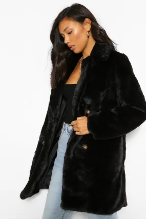 Double Breasted Faux Fur Coat