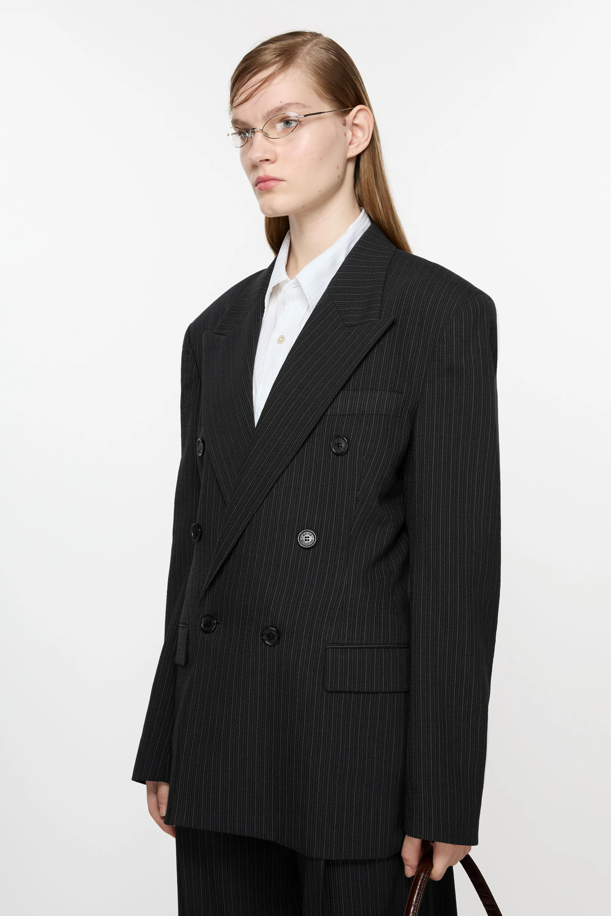 Double-breasted pinstripe jacket