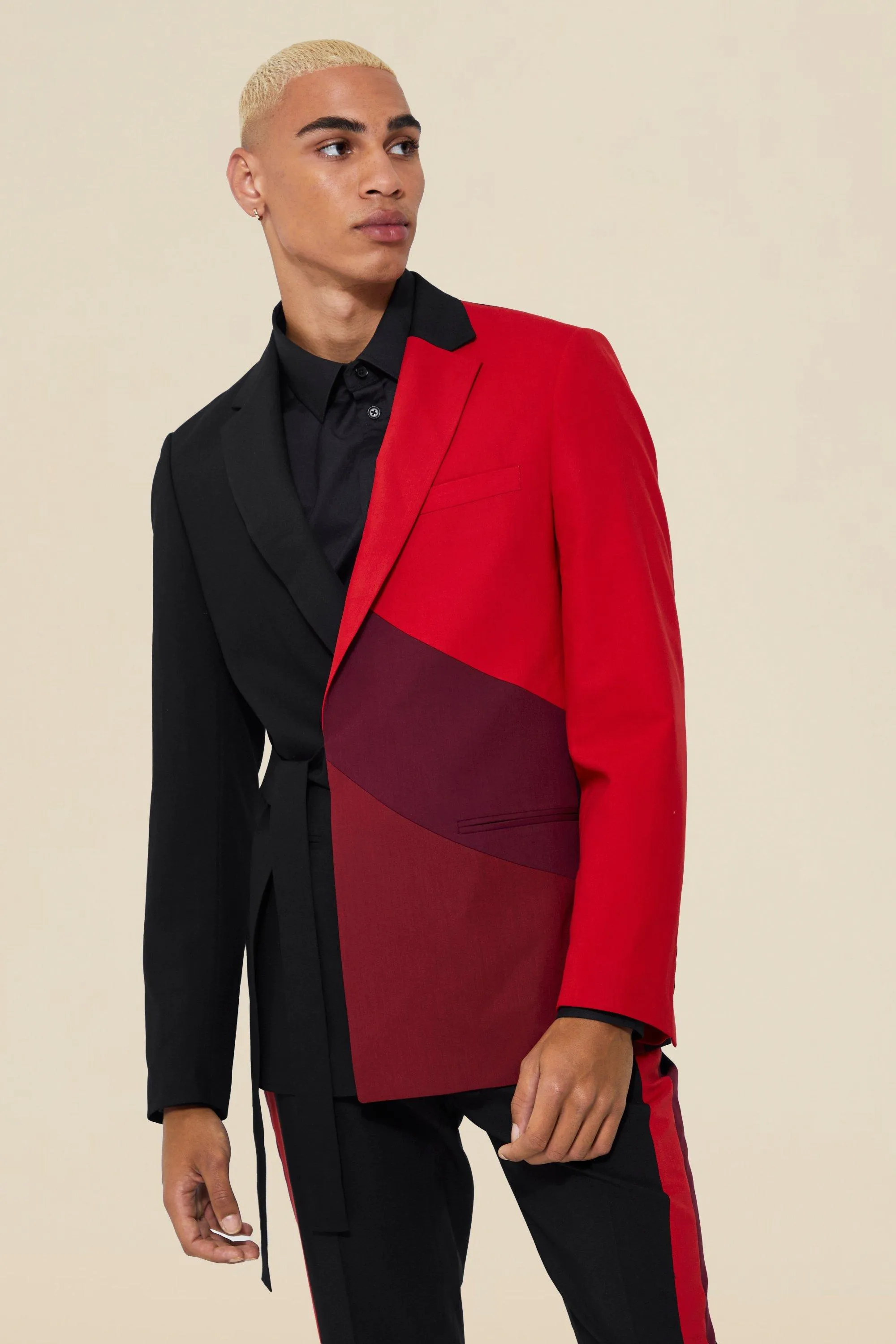 Double Breasted Skinny Wrap Suit Jacket