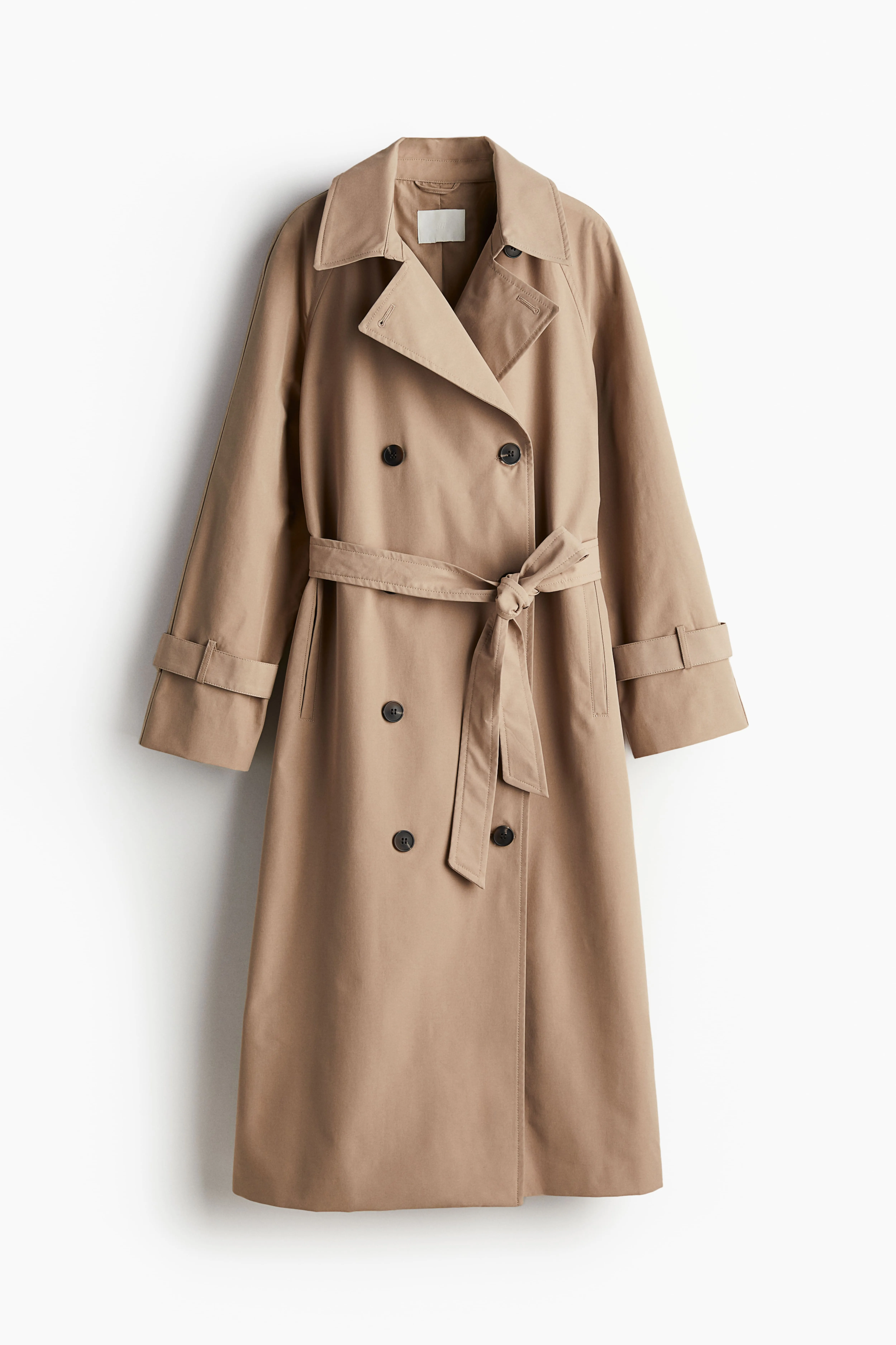 Double-breasted trenchcoat - V-neck - Long sleeve - Beige - Ladies | H&M GB