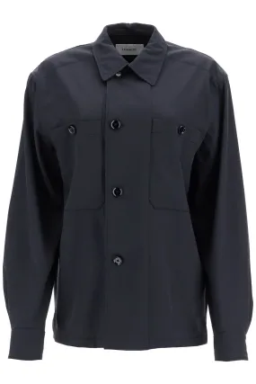 double-breasted twill oversh JA1046 LF1210 JET BLACK