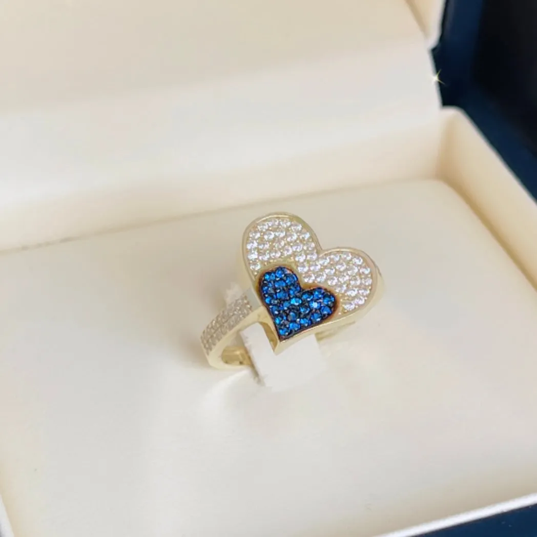 Double hearts ring