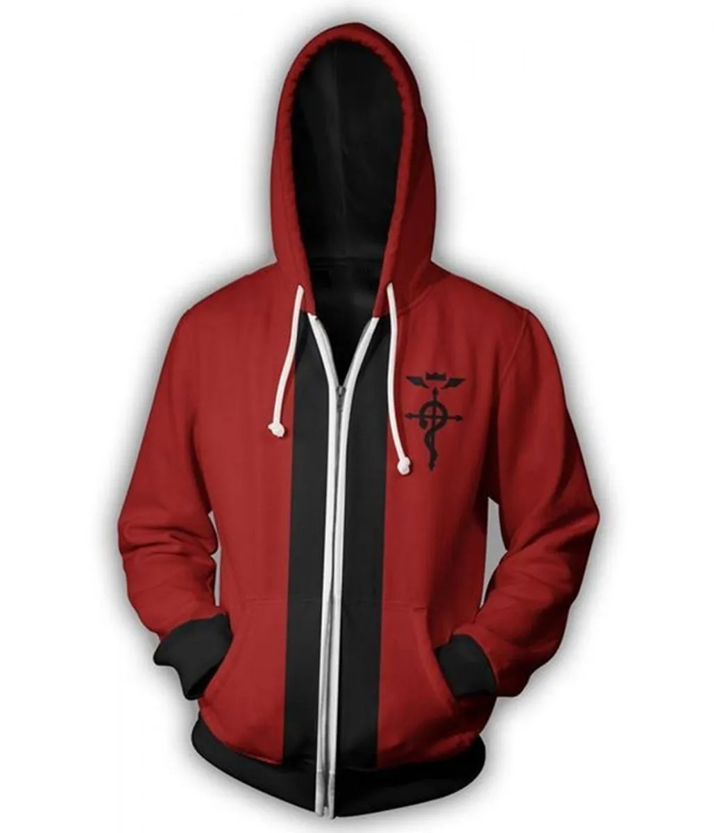 Edward Elric Fullmetal Alchemist Red and Black Hoodie