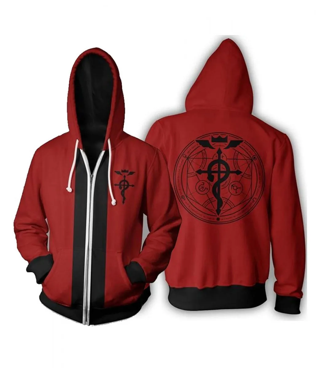 Edward Elric Fullmetal Alchemist Red and Black Hoodie