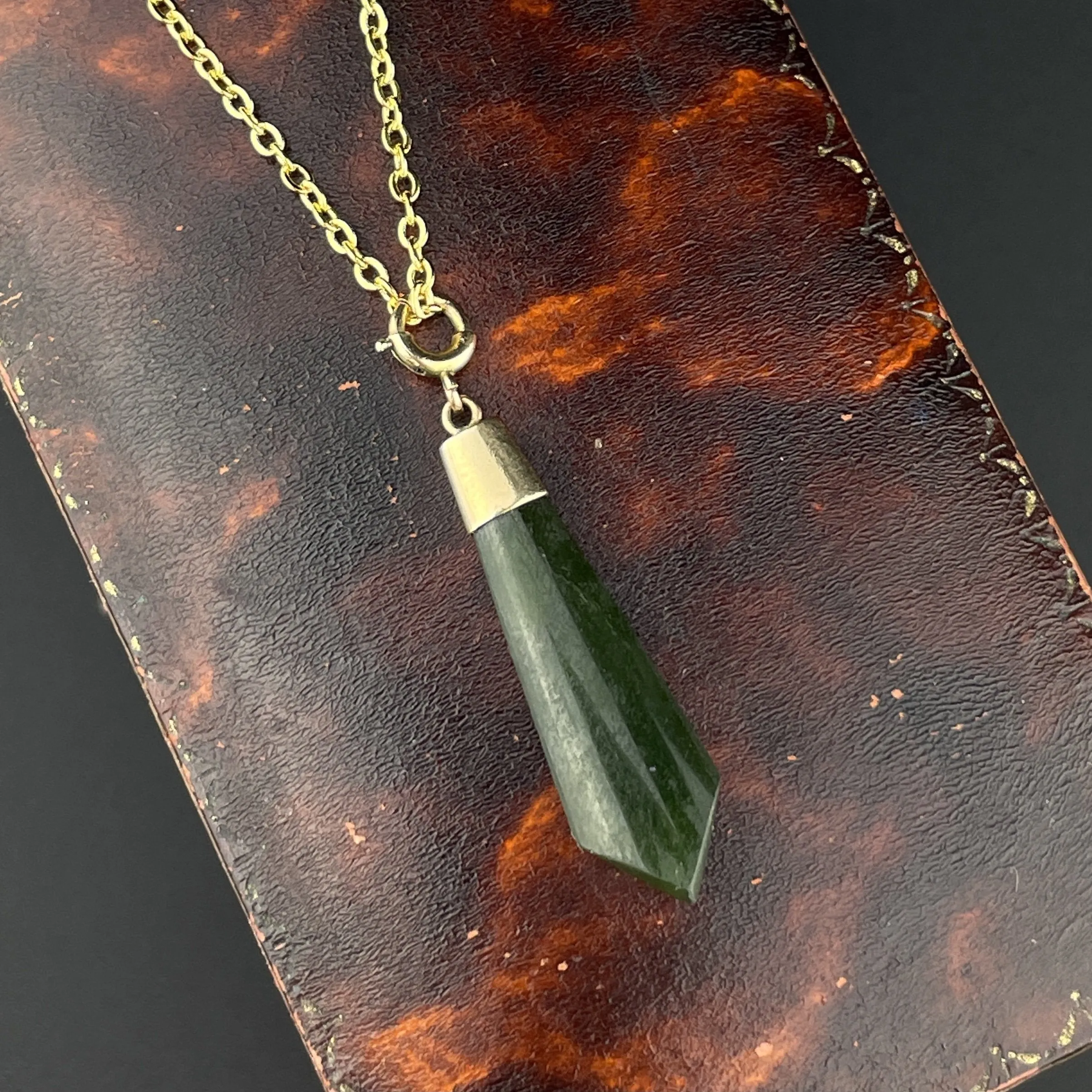 Edwardian Maori Pounamu New Zealand Jade Pendant Necklace