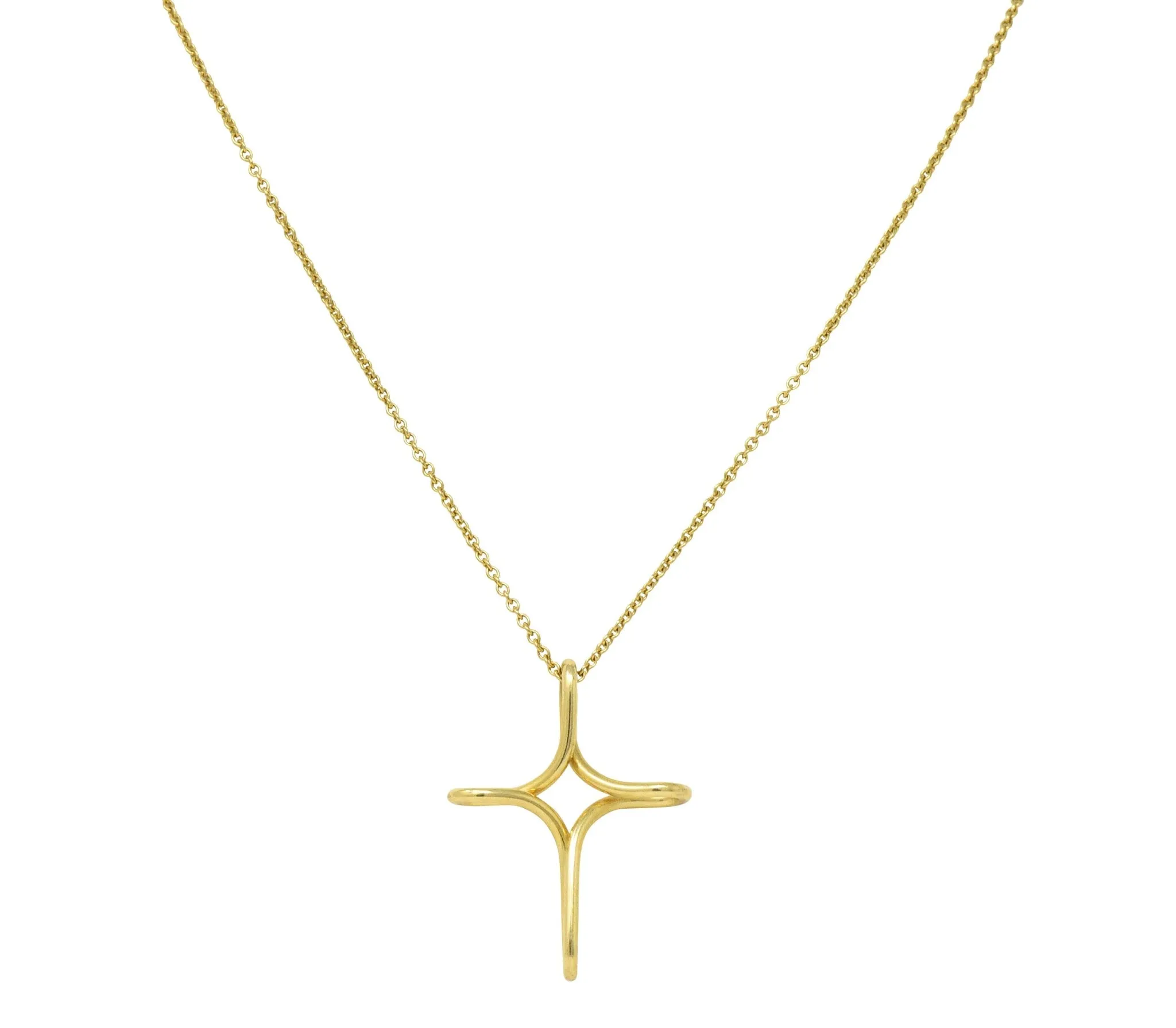 Elsa Peretti Tiffany & Co. 18 Karat Gold Infinity Cross Pendant Necklace