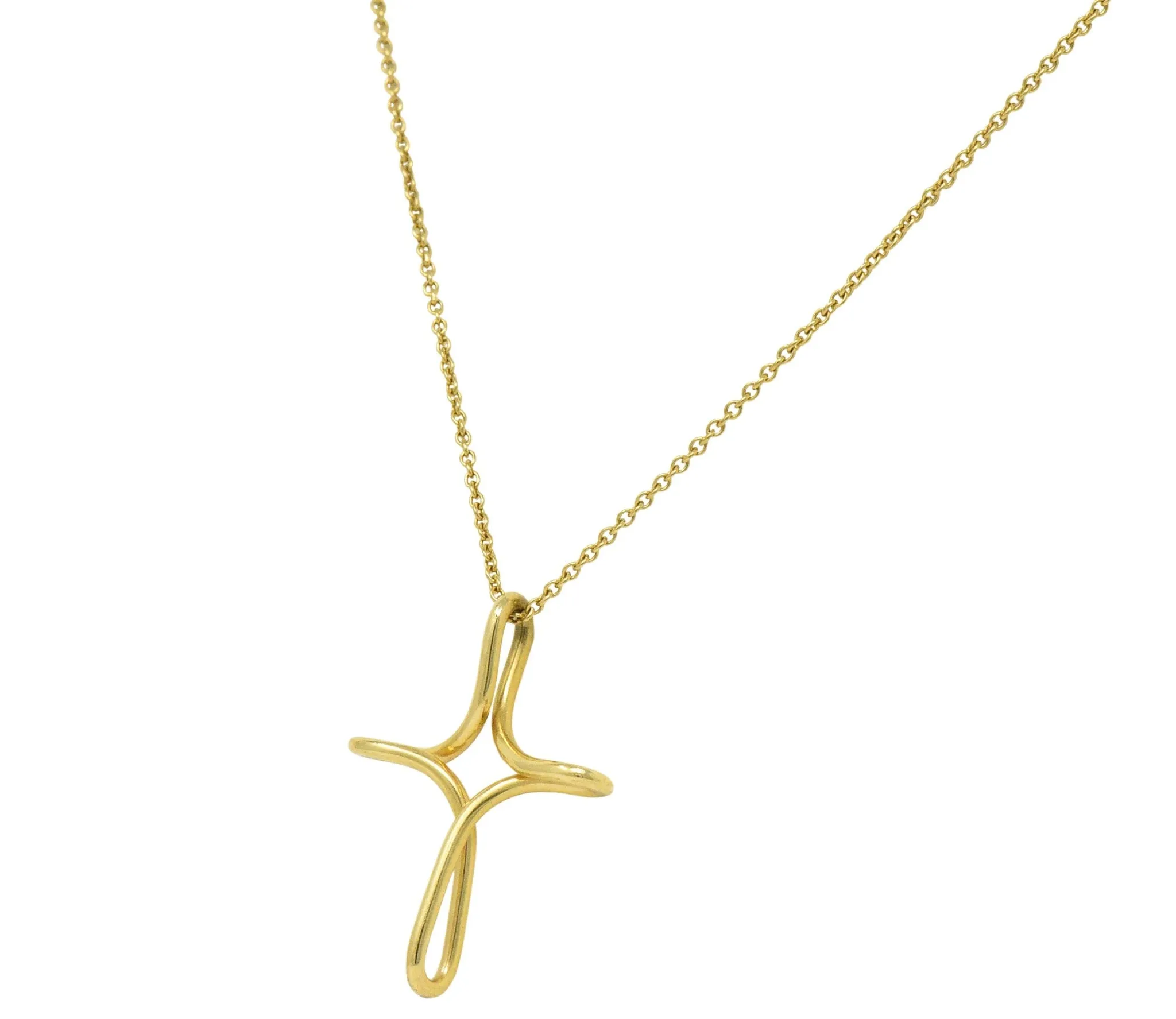 Elsa Peretti Tiffany & Co. 18 Karat Gold Infinity Cross Pendant Necklace