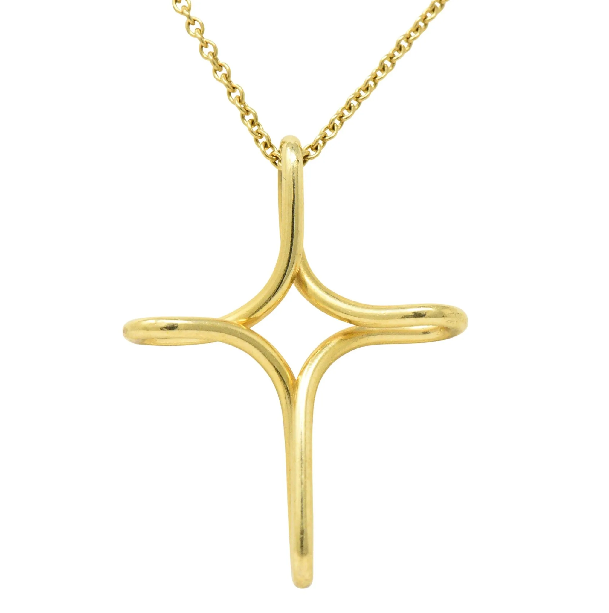 Elsa Peretti Tiffany & Co. 18 Karat Gold Infinity Cross Pendant Necklace