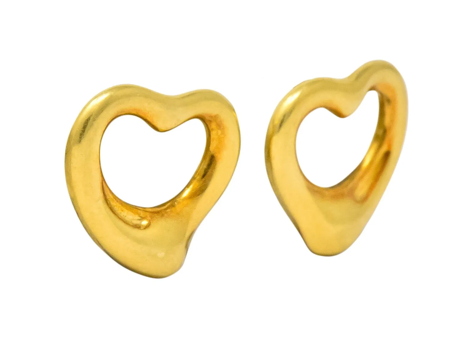 Elsa Peretti Tiffany & Co. 18 Karat Gold Open Heart Earrings