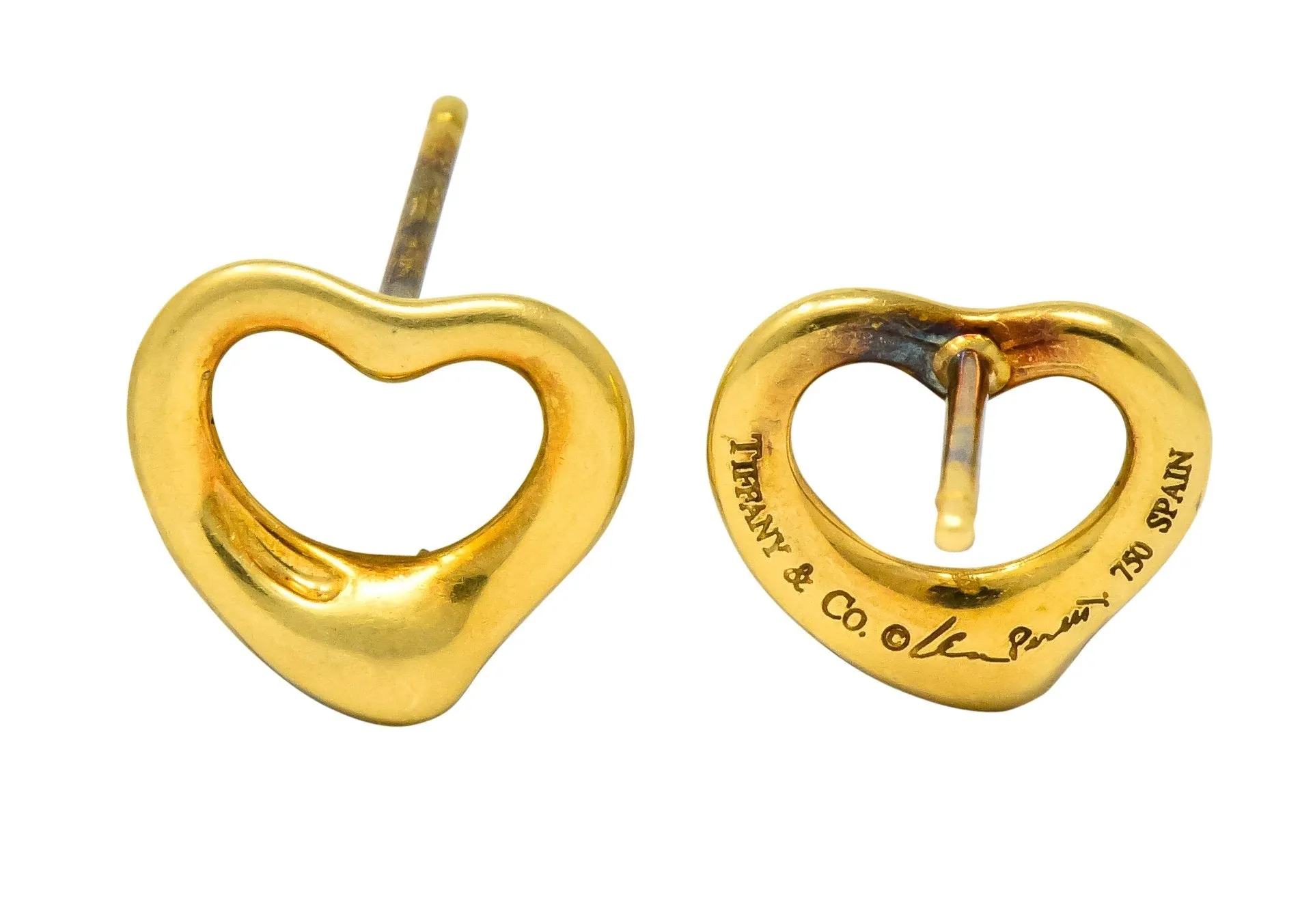 Elsa Peretti Tiffany & Co. 18 Karat Gold Open Heart Earrings