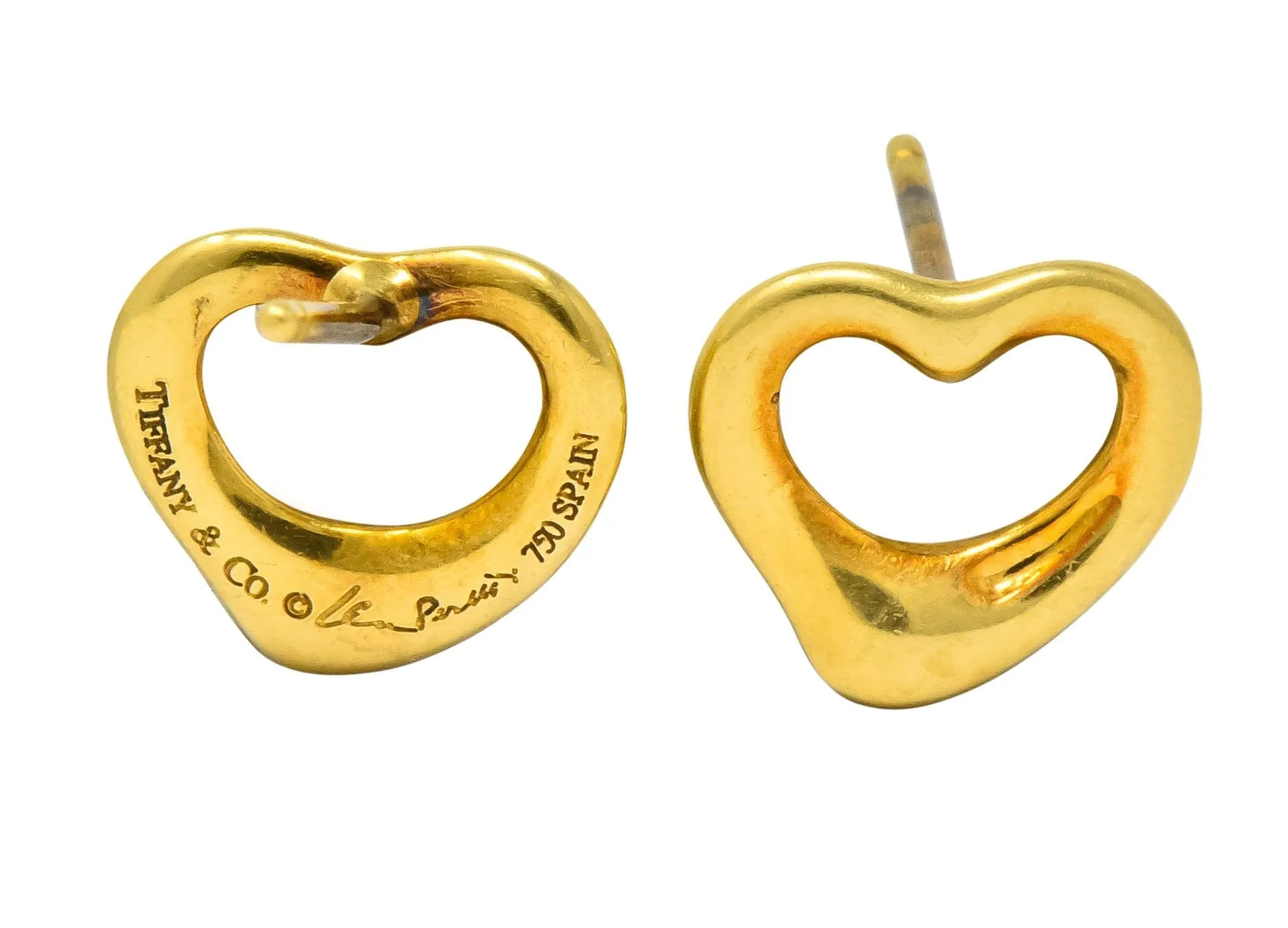 Elsa Peretti Tiffany & Co. 18 Karat Gold Open Heart Earrings