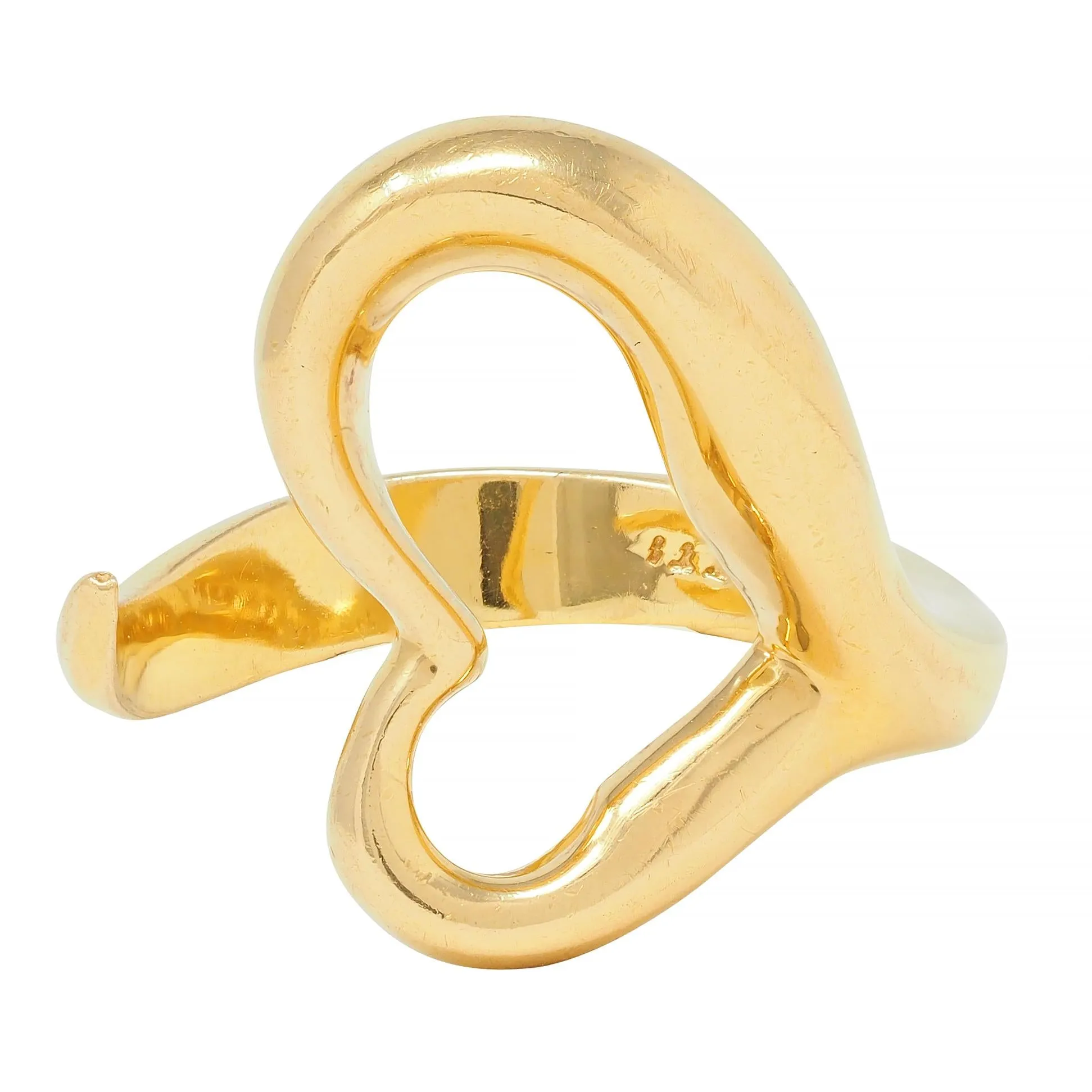 Elsa Peretti Tiffany & Co. 18 Karat Yellow Gold Open Heart Vintage Ring