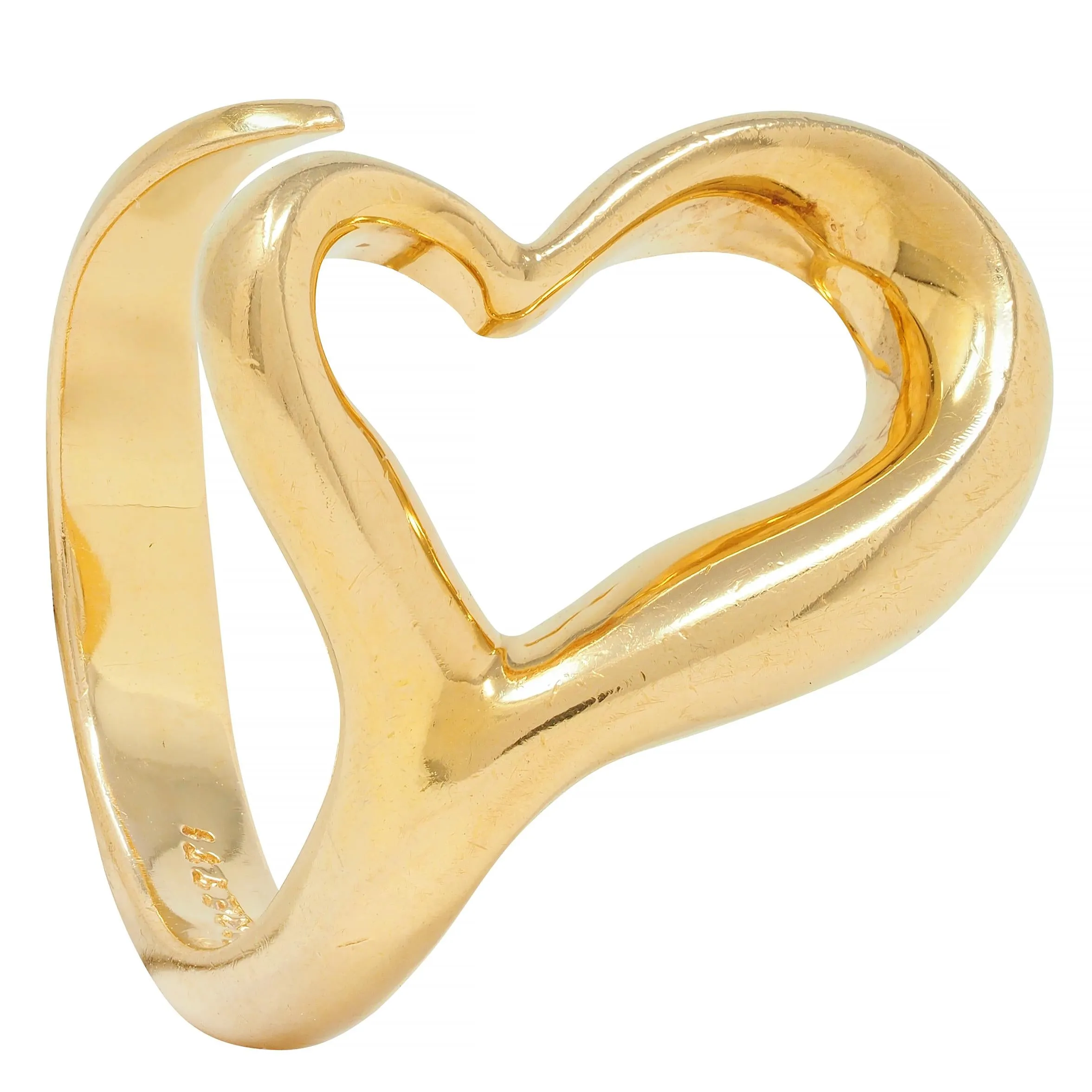 Elsa Peretti Tiffany & Co. 18 Karat Yellow Gold Open Heart Vintage Ring