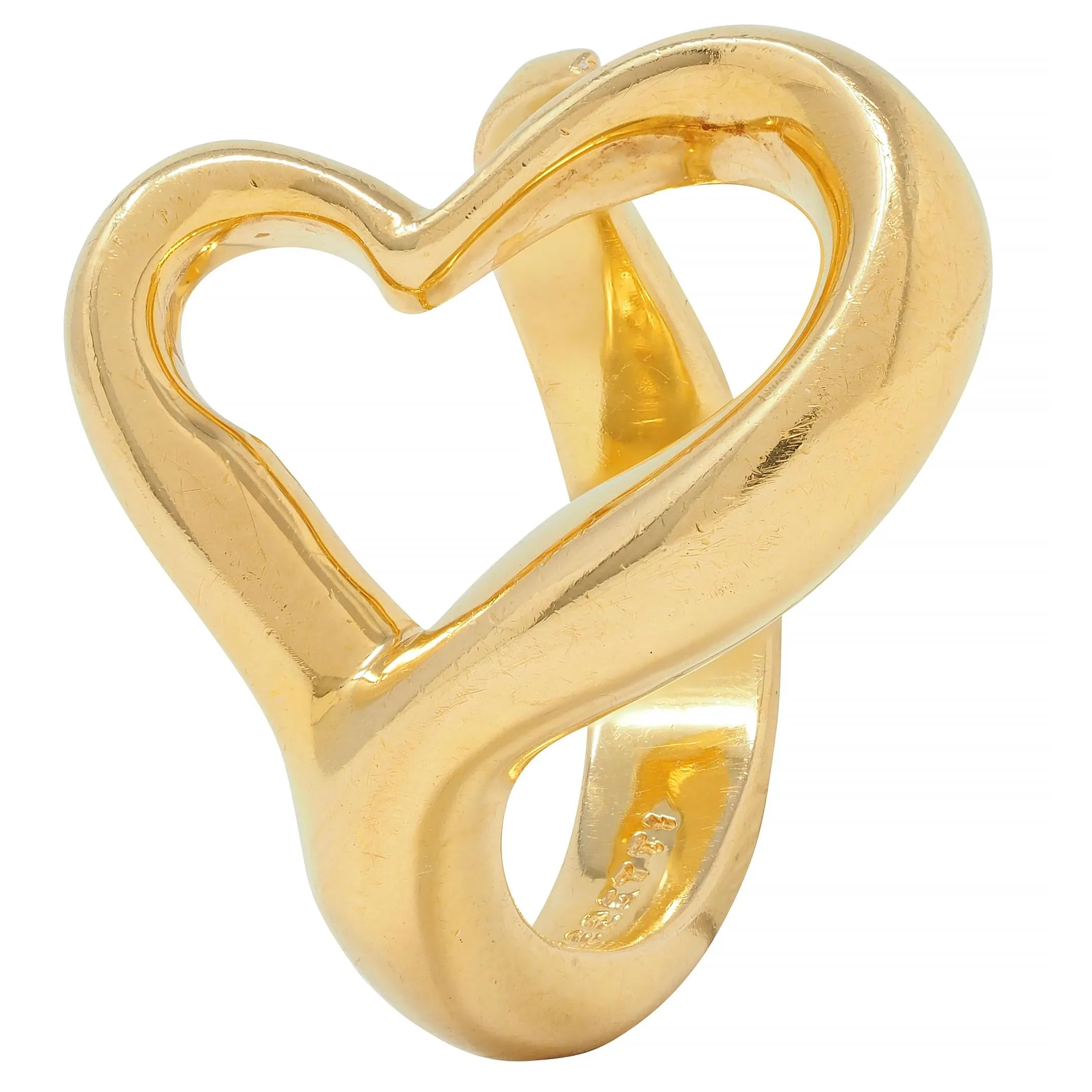 Elsa Peretti Tiffany & Co. 18 Karat Yellow Gold Open Heart Vintage Ring