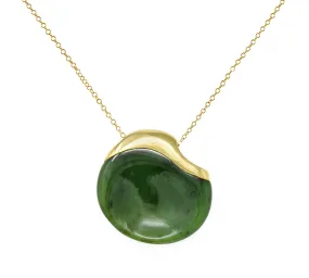 Elsa Peretti Tiffany & Co. Jade 18 Karat Gold Touchstone Pendant Necklace