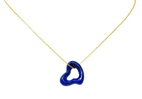 Elsa Peretti Tiffany & Co. Lapis Lazuli 18 Karat Gold Open Heart Pendant Necklace