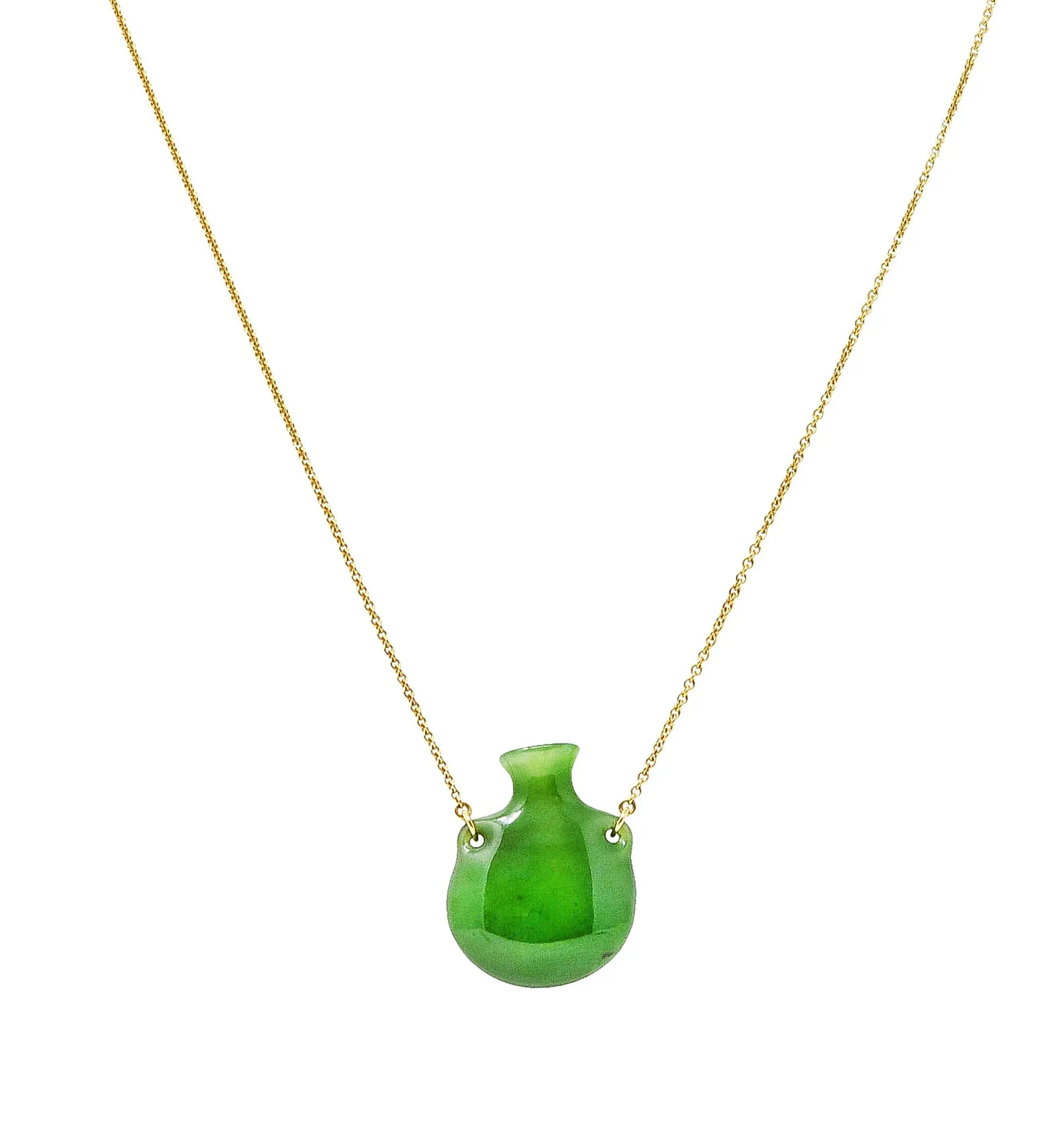 Elsa Peretti Tiffany & Co. Nephrite Jade 18 Karat Gold Bottle Necklace