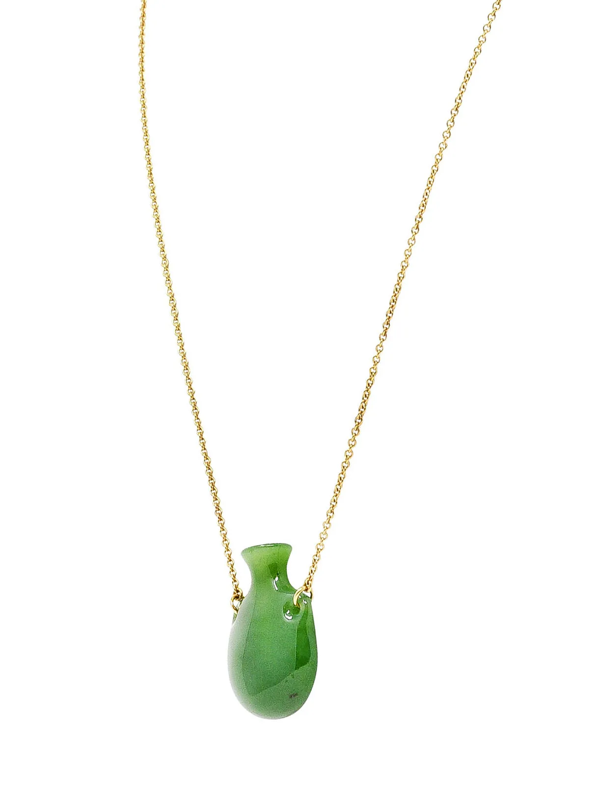 Elsa Peretti Tiffany & Co. Nephrite Jade 18 Karat Gold Bottle Necklace