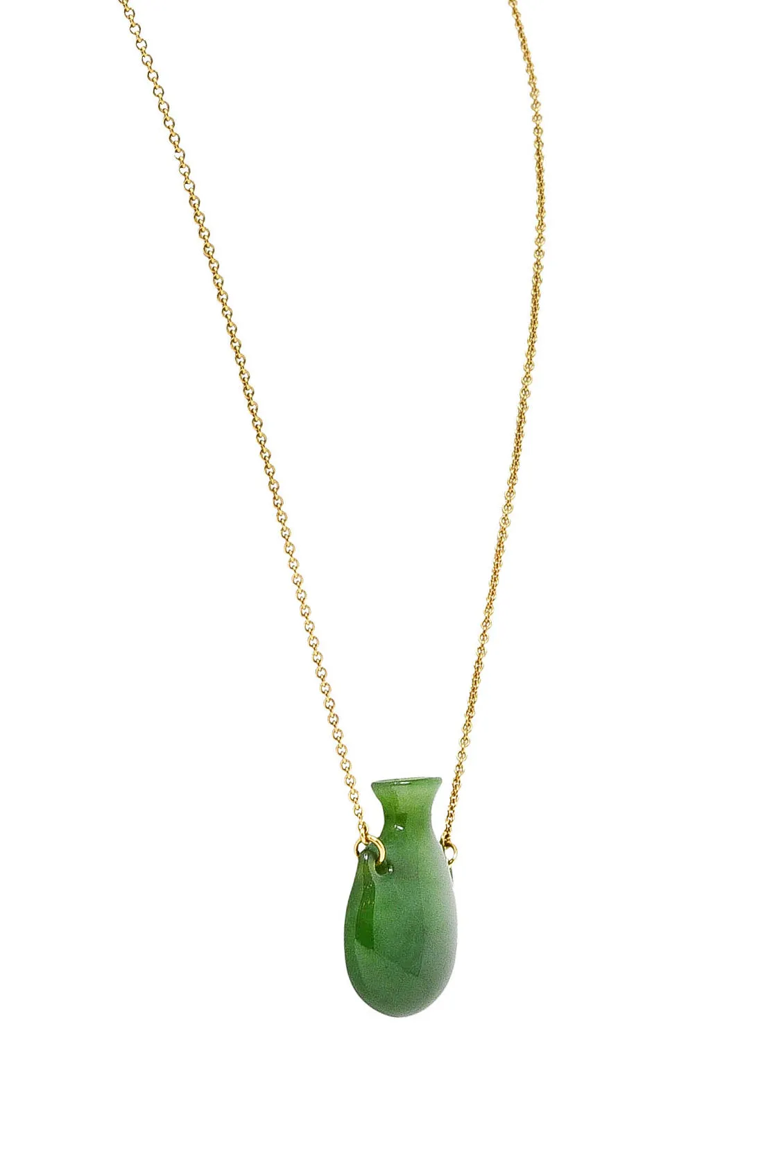 Elsa Peretti Tiffany & Co. Nephrite Jade 18 Karat Gold Bottle Necklace