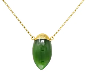 Elsa Peretti Tiffany & Co. Nephrite Jade 18 Karat Gold Perfume Bottle Necklace