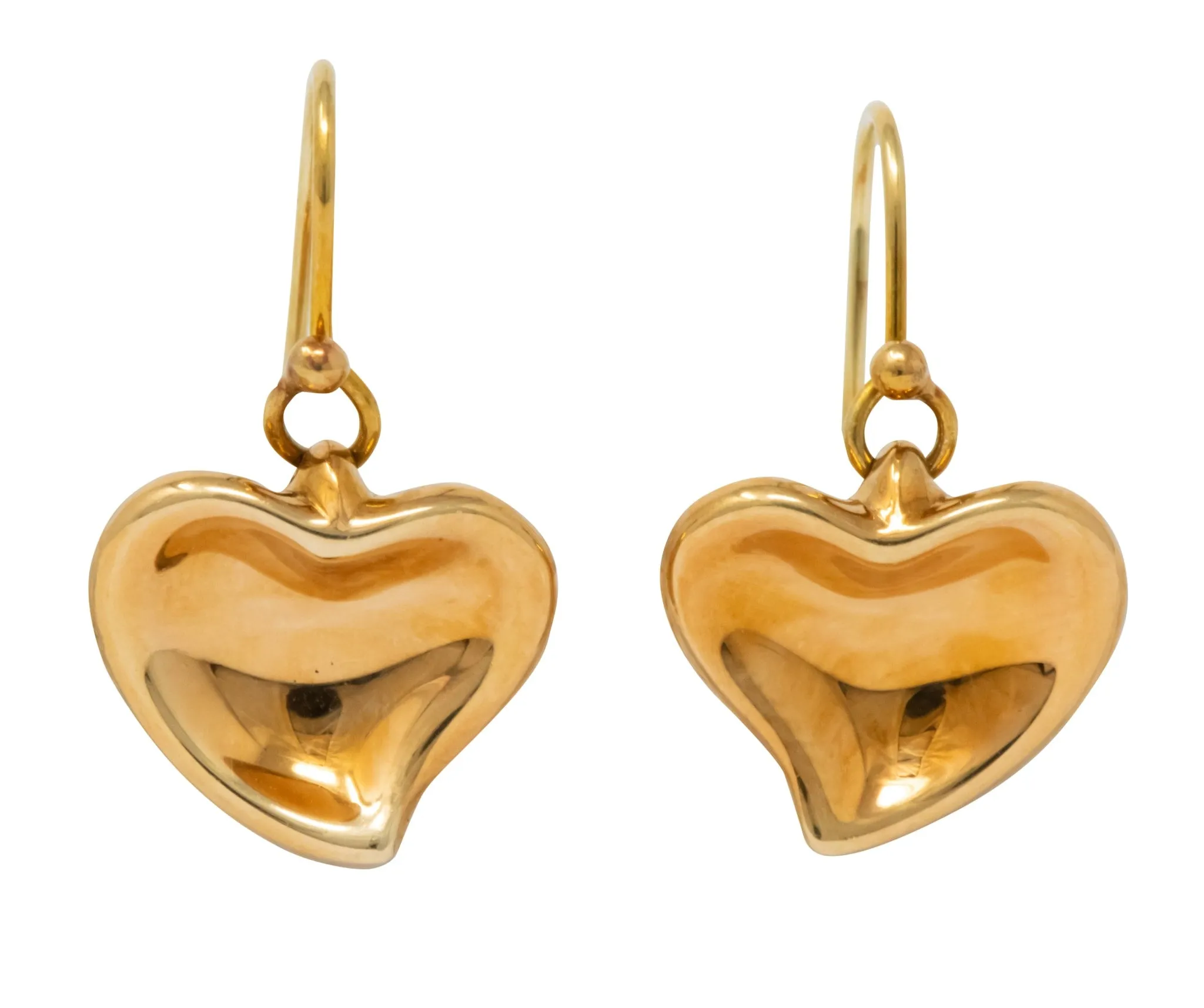 Elsa Peretti Tiffany & Co. Vintage 18 Karat Gold Heart Drop Earrings