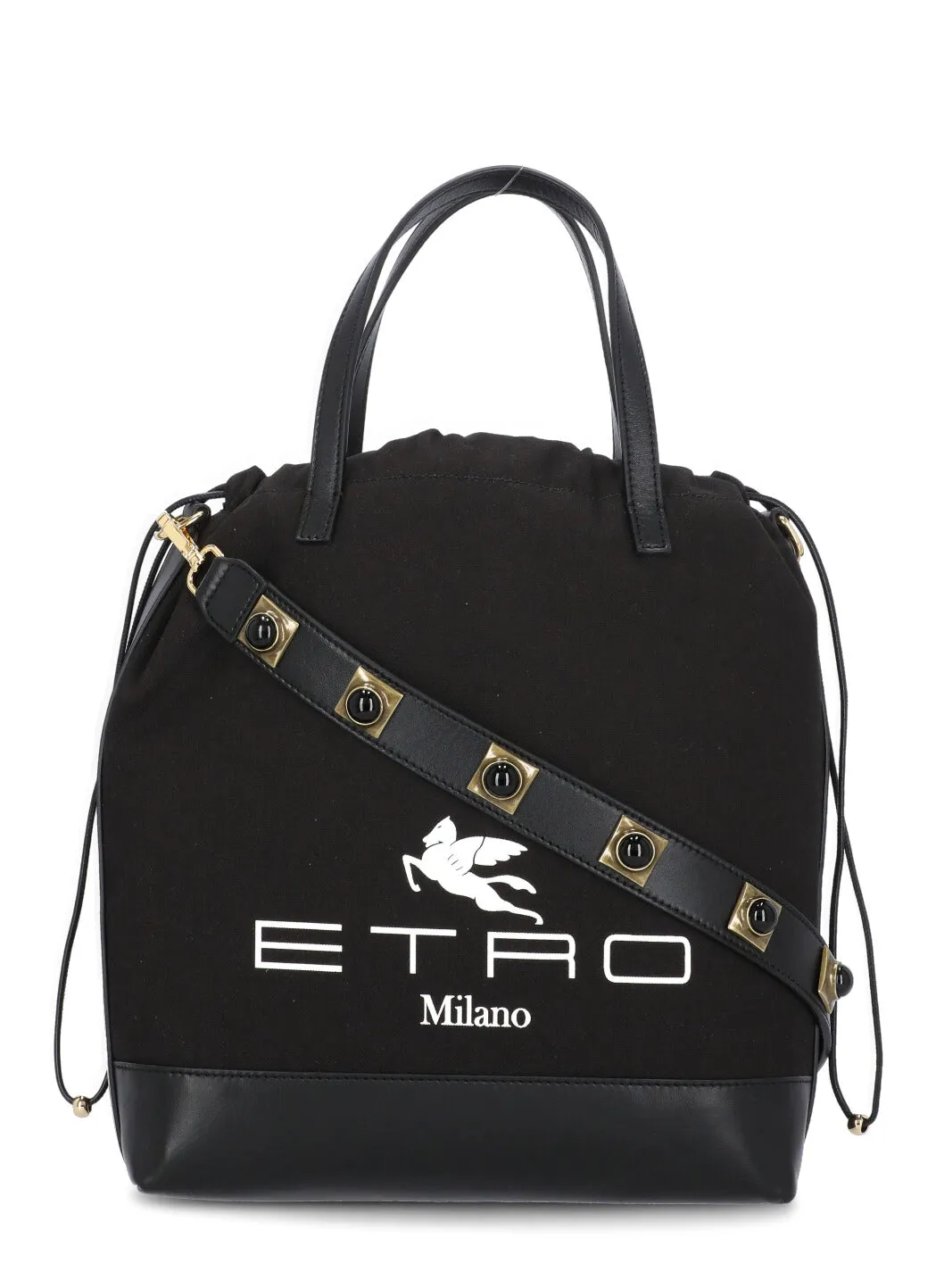 Etro Logo Printed Drawstring Bucket Bag