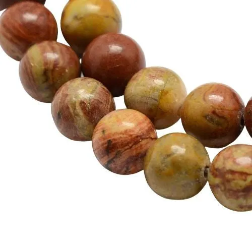 Gemstone Beads, Autumn Jasper, Natural, Round, 8mm