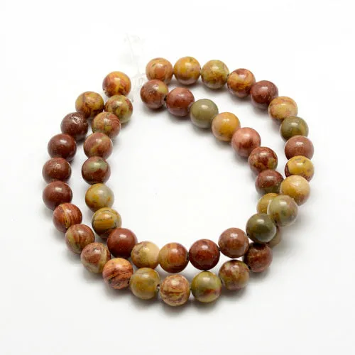 Gemstone Beads, Autumn Jasper, Natural, Round, 8mm