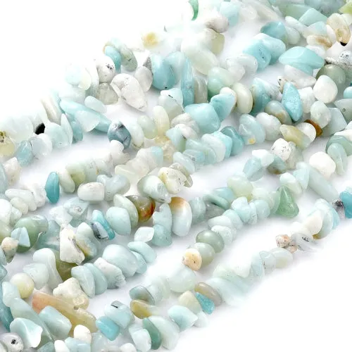 Gemstone Beads, Flower Amazonite, Natural, Free Form, Chip Strand, 5-8mm