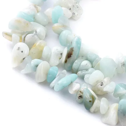 Gemstone Beads, Flower Amazonite, Natural, Free Form, Chip Strand, 5-8mm