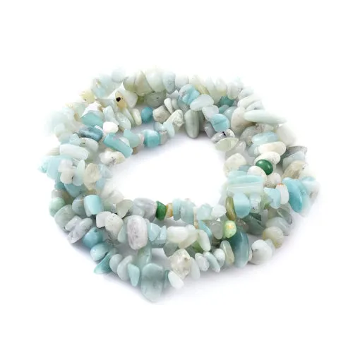 Gemstone Beads, Flower Amazonite, Natural, Free Form, Chip Strand, 5-8mm