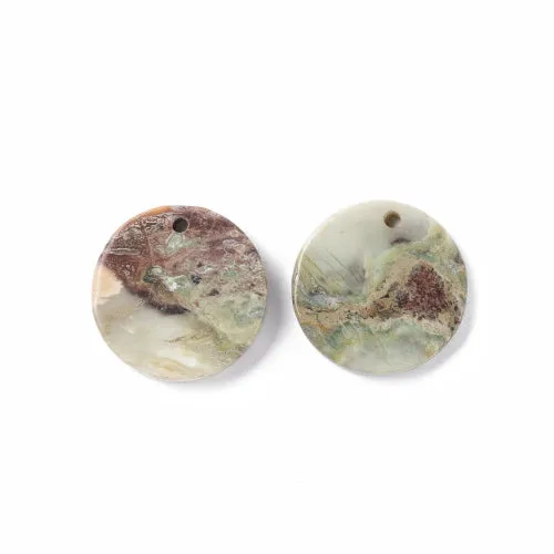 Gemstone Pendants, Natural, Picasso Jasper, Hand-Cut Top-Drilled Round With Flat Back, 28.5-31mm