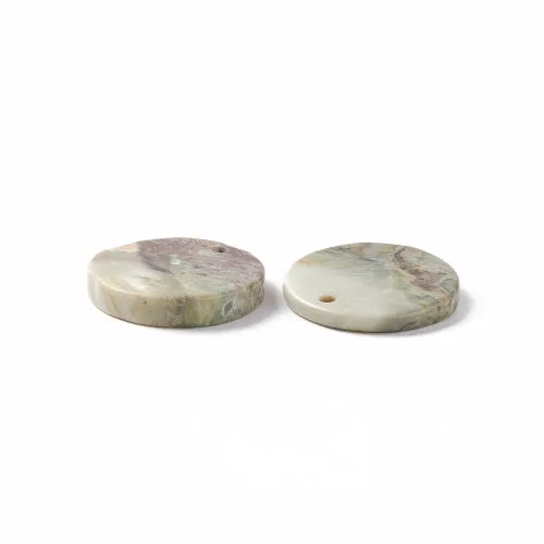 Gemstone Pendants, Natural, Picasso Jasper, Hand-Cut Top-Drilled Round With Flat Back, 28.5-31mm