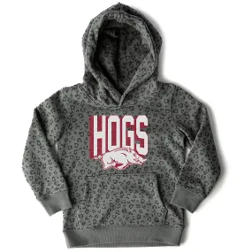 Girls Youth Gameday Couture  Black Arkansas Razorbacks Running Wild Leopard Print Pullover Hoodie