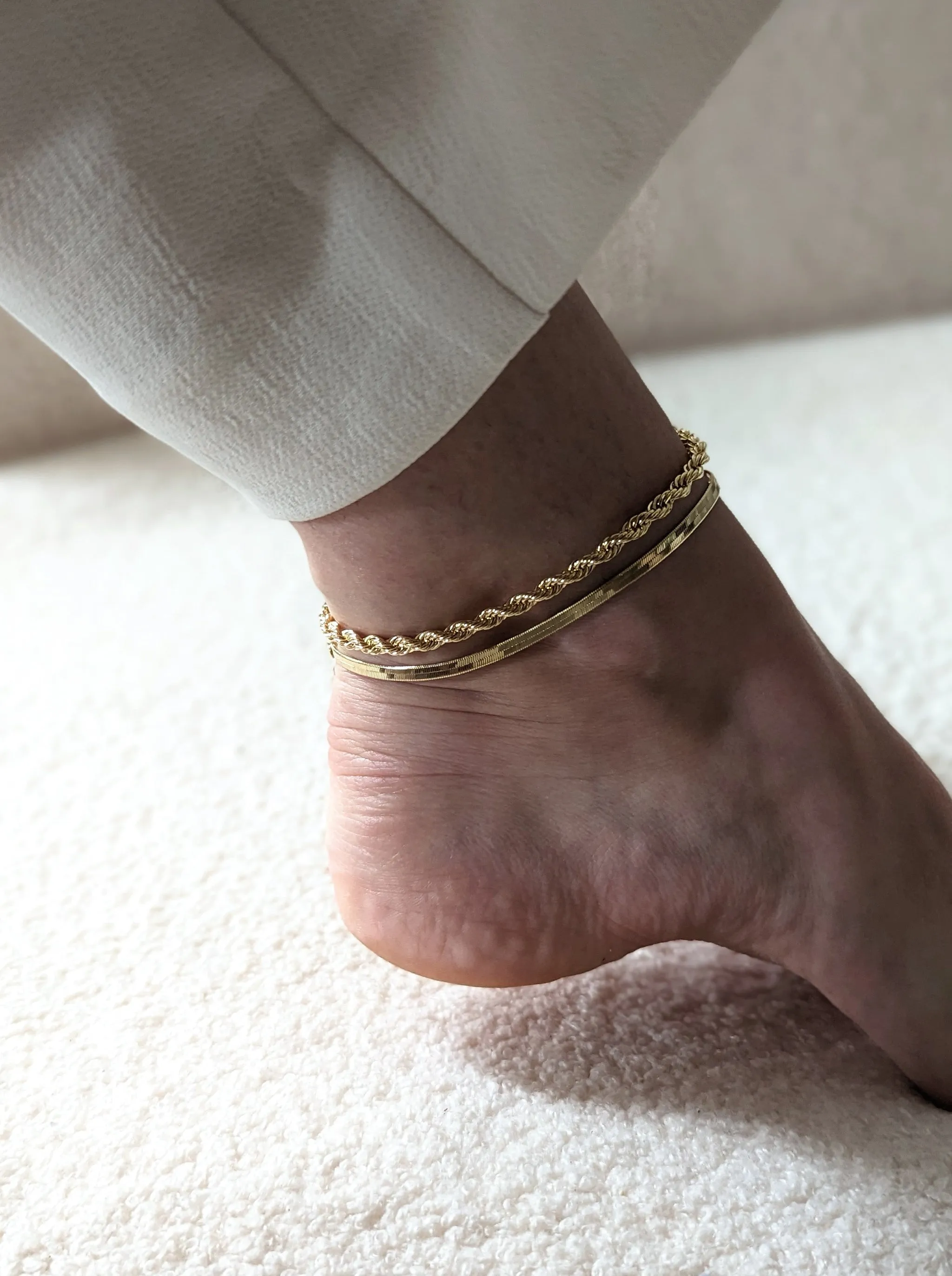 Gold Herringbone Anklet by Layer the Love