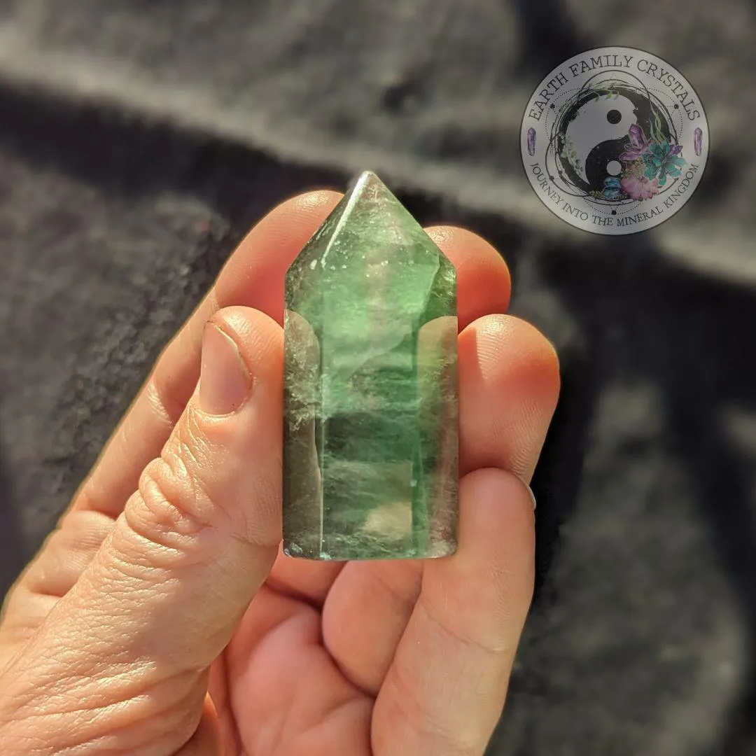 Green Fluorite Polished Point Mini Tower Carving