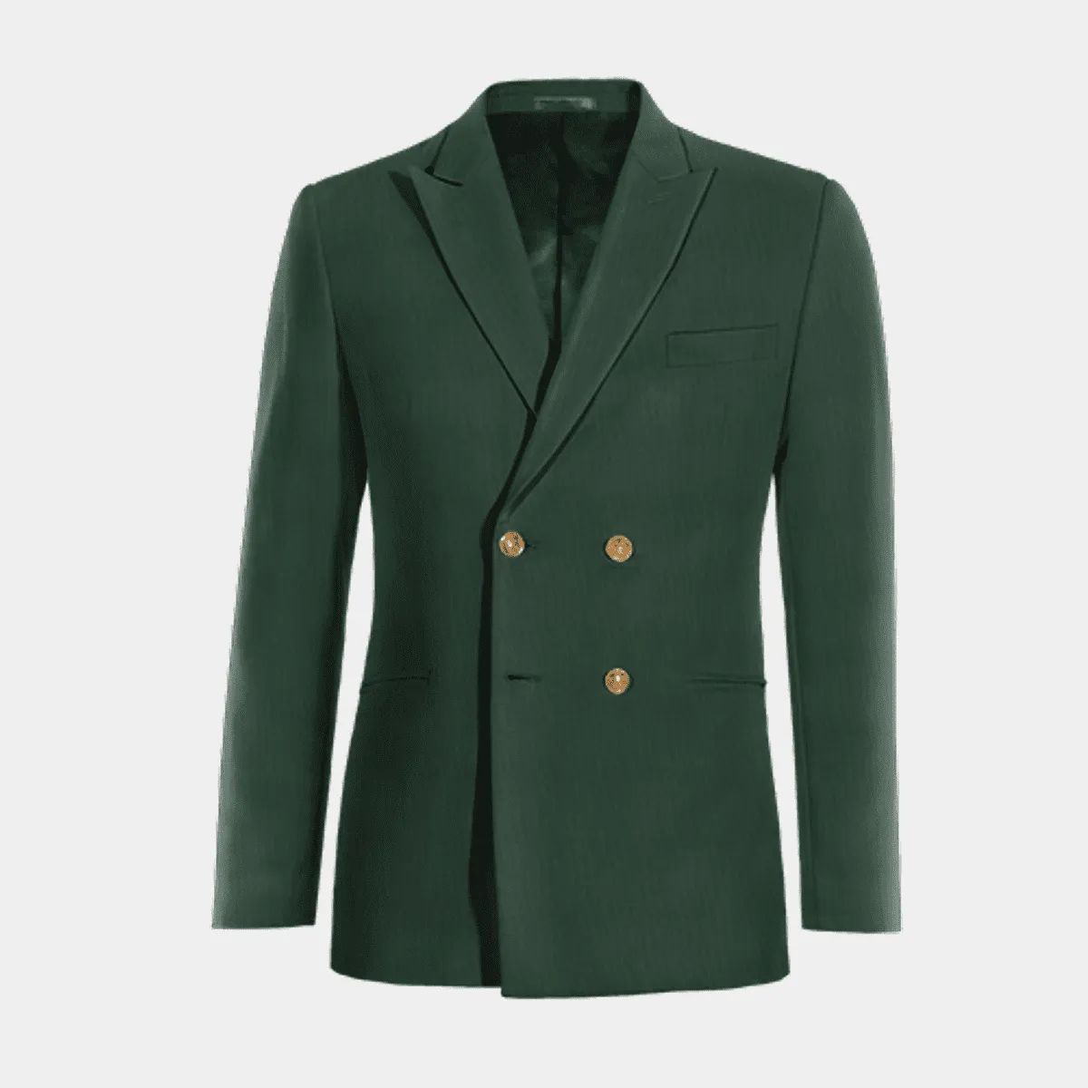 Green four buttons double breasted peak lapel Jacket