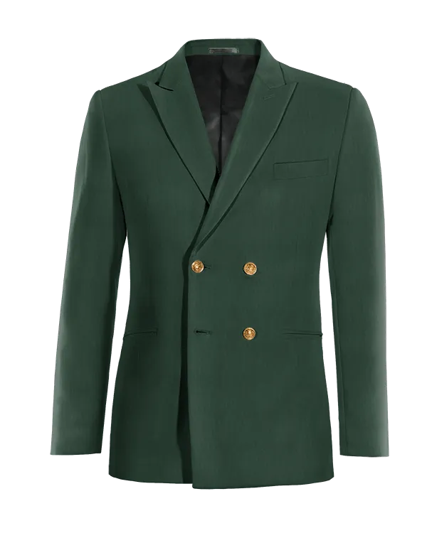 Green four buttons double breasted peak lapel Jacket