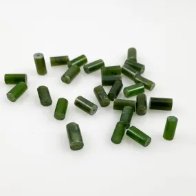 Green Nephrite Jade Tube Beads (12) Vintage